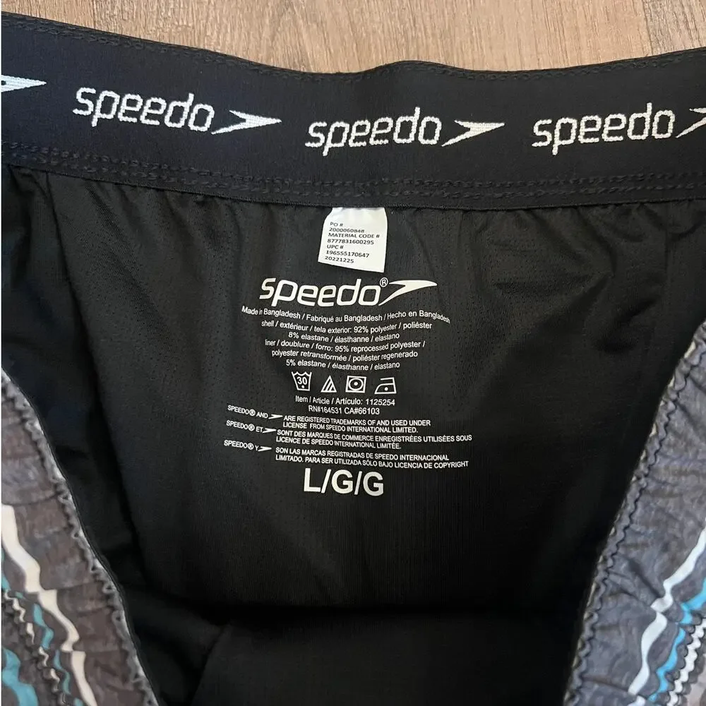 Speedo Men's Hydro Volley Swim Shorts - Striped Gray & Blue